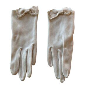 Vintage Womens White Bow Trim Gloves 19m